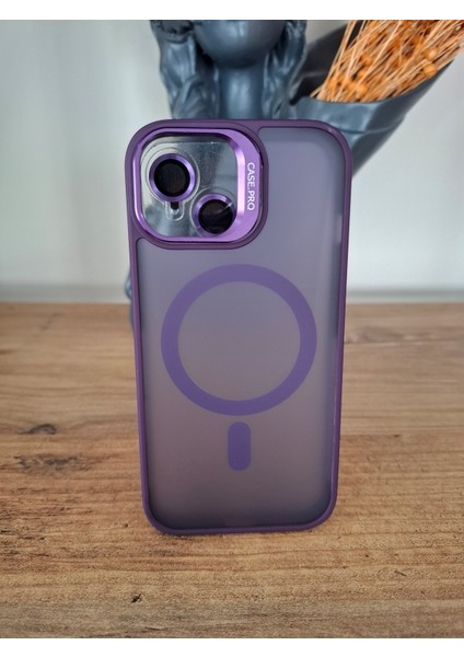 iPhone 15 Uyumlu Kamera Lens Koruma Hediyeli Magsafe Şarj Özellikli Standlı Mat Lüks Kılıf