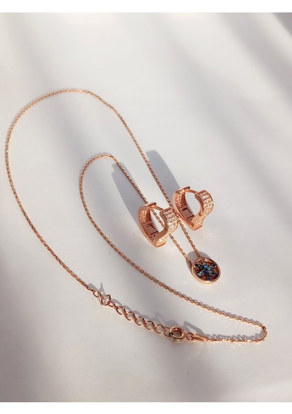 Gümüş Gold Kar Tanesi Tasarım Kolye Beyaz Kalp Küpe Trend Kadın Set