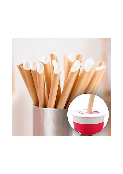 14 cm Bubble Tea Naturel Renk Karton Pipet (15 Adet)