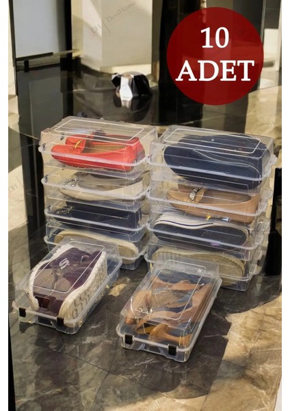 10 Adet Kadın Ayakkabı Kutusu Steril Ayakkabı Saklama Düzenleyici Organizer Şeffaf