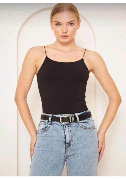 Ipli Crop Top Bluz - Siyah
