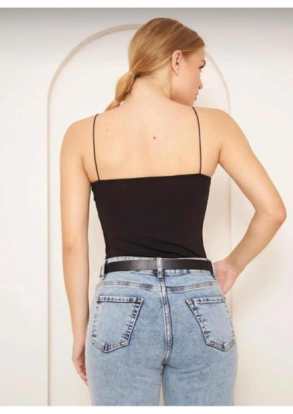 Ipli Crop Top Bluz - Siyah