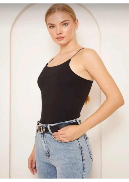 Ipli Crop Top Bluz - Siyah