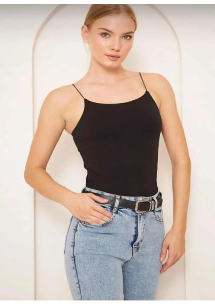 Ipli Crop Top Bluz - Siyah