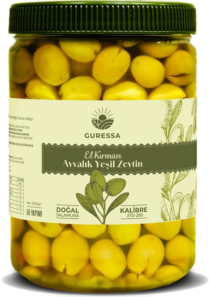 Ayvalık El Kırması Yeşil Zeytin 1000 gr