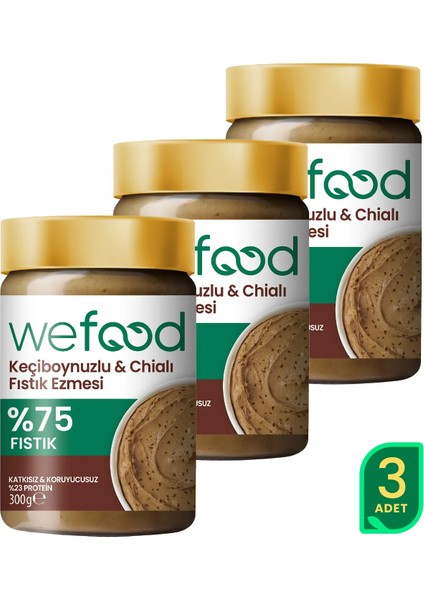 Keçiboynuzlu & Chialı Fıstık Ezmesi 300 G 3'lü