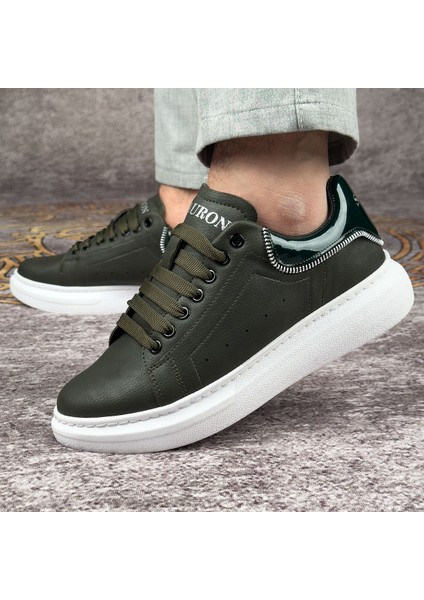 Hakki Renk Beyaz Tabanlı Fermuar Detaylı Spor Ayakkabı Günlük Sneaker Ortopedik Tabanlı Meq3