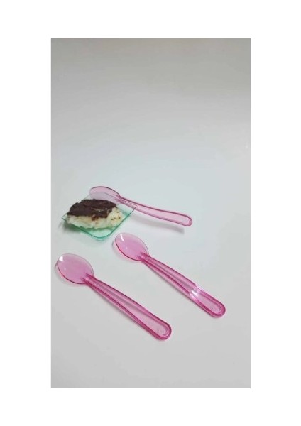 Plastiktatlı & Dondurma Kaşıgı 12.5 mm 50 Adet Pembe