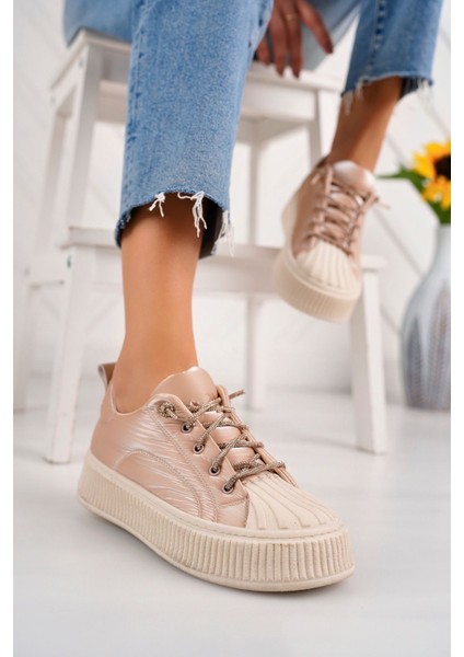 Kadın Bağcıklı Taş Detaylı Sneaker