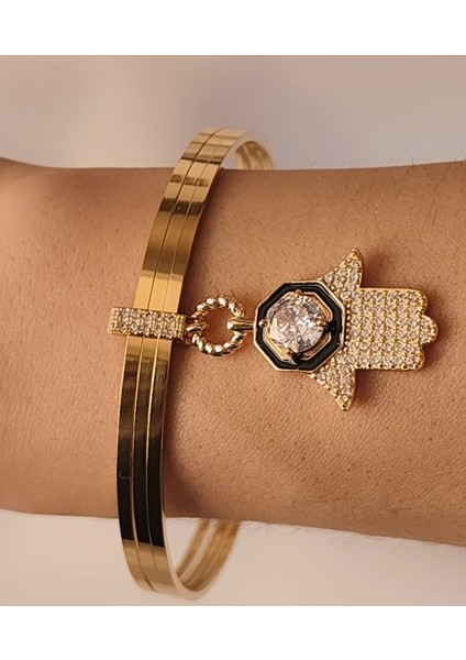 El Fatma Ana Eli Charm Ajda Bilezik Çelik Gold modelleri