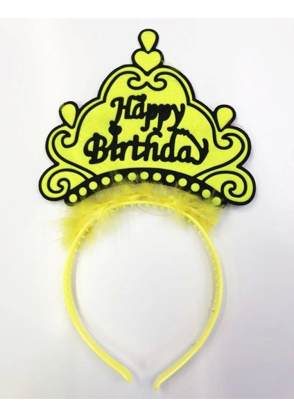 Happy Birthday Yazılı Neon Renk Taç 12 Adet