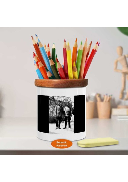 Üniformalı Mustafa Kemal Atatürk Ahşap Seramik Kalemlik -A1214) fiyatları