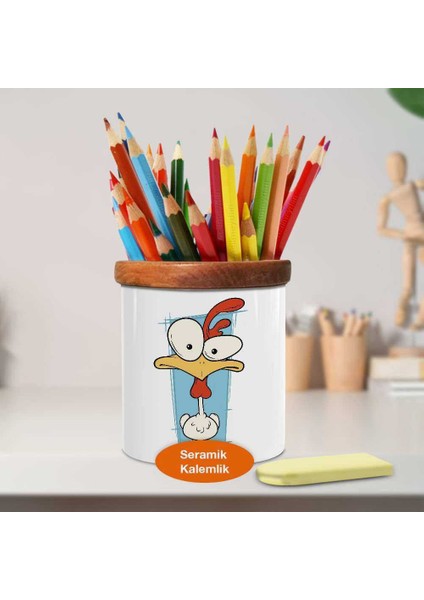 Yaramaz Horoz Ahşap Seramik Kalemlik - 6643211519959 fiyatları