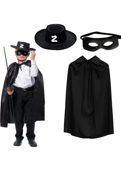 Nessiworld Zorro Pelerini Şapkası ve Maske Seti Çocuk Boy