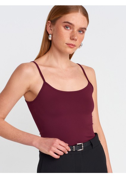 20901 Ince Askılı Poliamid Top-Bordo