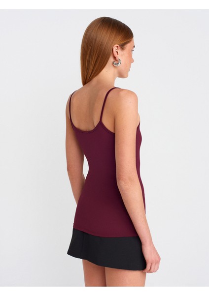 20901 Ince Askılı Poliamid Top-Bordo