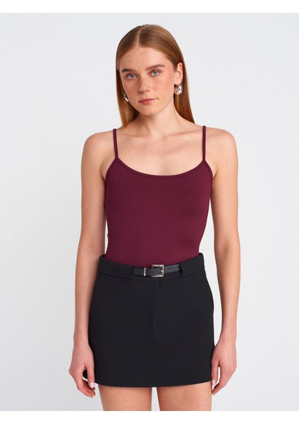 20901 Ince Askılı Poliamid Top-Bordo