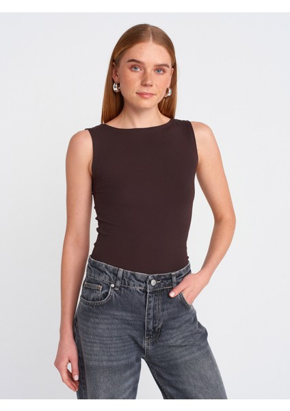20868 Kayık Yaka Kolsuz Top-Mint