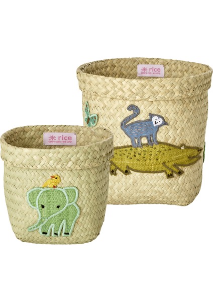 Rafya 2'li Sepet Seti - Green Animal