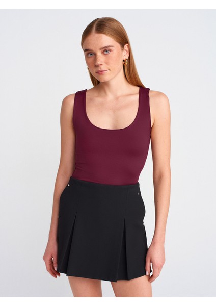 20977 Kalın Askılı Poliamid Atlet-Bordo