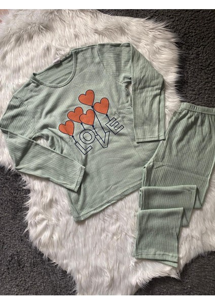 Interlok Kumaş Yumuşak Dokulu Uzun Kollu Kadın Pijama Takımı