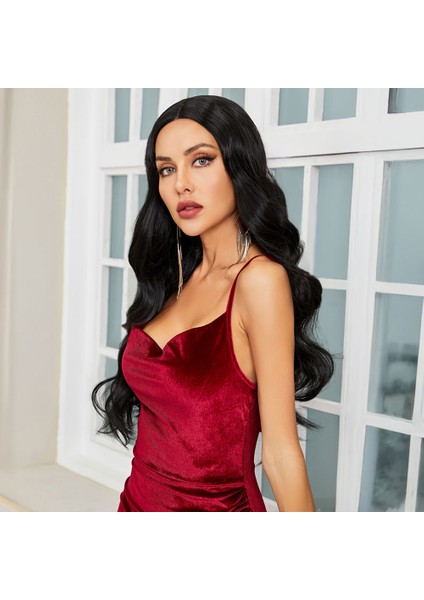 Uzun Boy Dalgalı Siyah Tül Peruk fırsatları