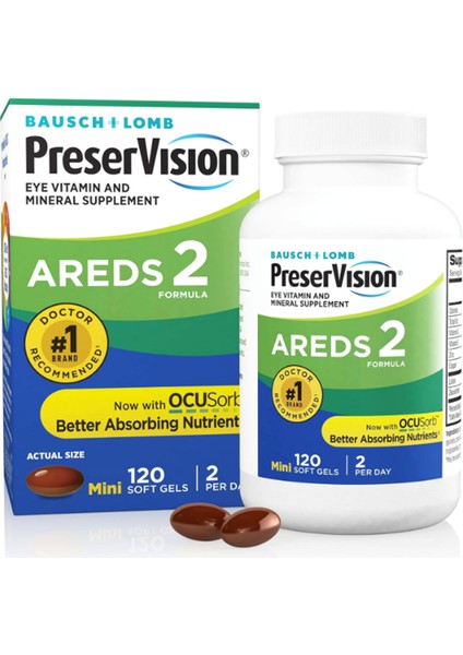 Preservision Areds 2 Eye Vitamin & Mineral, Contains Lutein, Vitamin C, Zeaxanthin, Zinc & Vitamin E, 120 Softgels (Packaging May Vary)