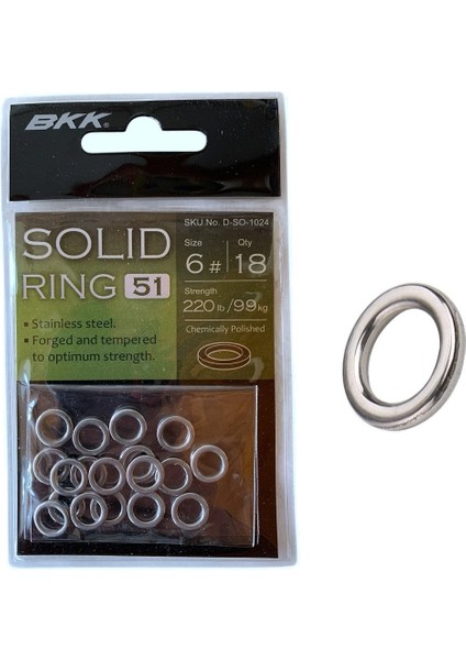 Solid Ring-51 Assist Halkası No:6 (18'li Paket)
