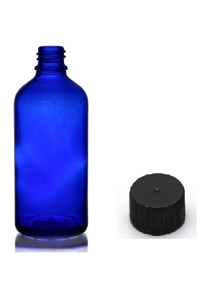 50 ml Mavi Şişe Düz Kapaklı, 12 Adet, Cam Şişe, Kozmetik Şişesi