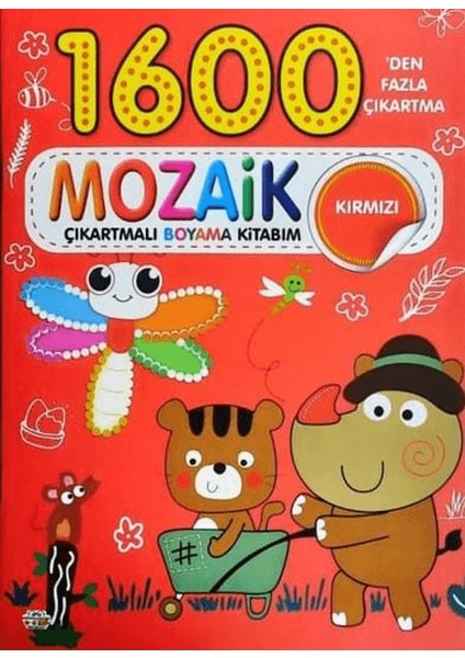 Mozaik Çıkartmalı Boyama Kitabı Kırmızı 1600'den Fazla Çıkartma