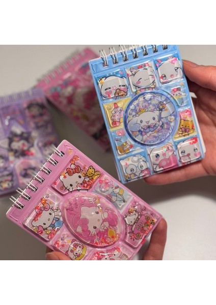 4 Adet Sanrio Kawaii Tasarımları Mini Sulu Defter Seti – Hello Kitty, Cinnamoroll, Kuromi ve My Melody