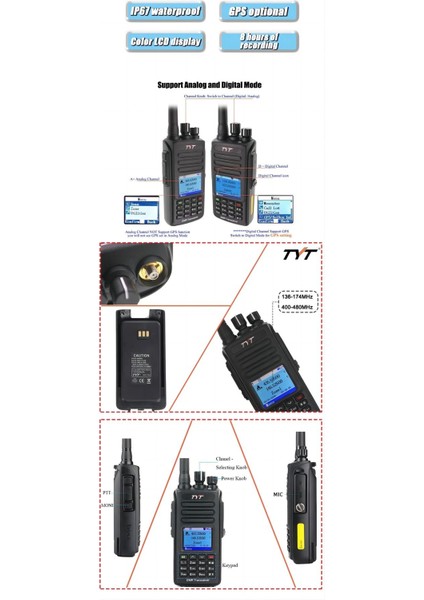 MD390 Md Uv 390 Plus Gps Li 10W Tyt IP67 Su Geçirmezlik 136-174 & 400-480MHZ Uzun Menzil indirimleri