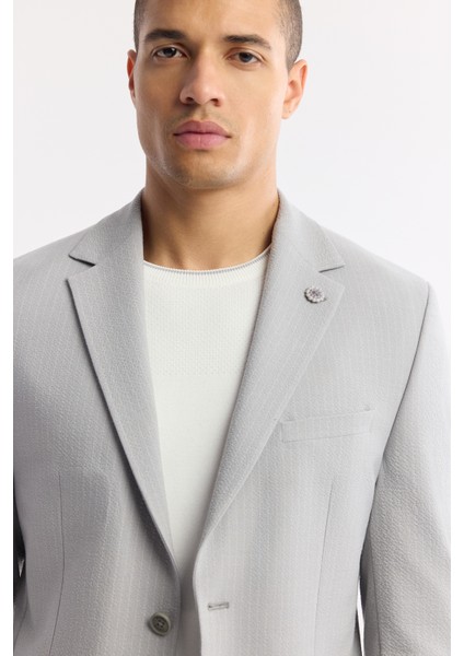 Erkek Gri Mono Yaka Viskon Karışımlı Hafif Bi-Stretch Blazer Comfort Slim Fit Ceket A51Y4001 fiyatları