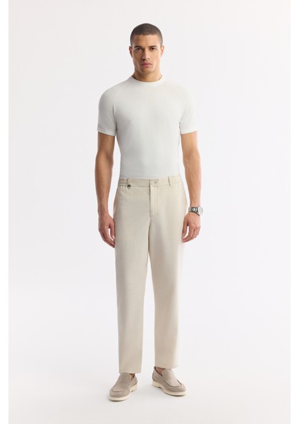 Erkek Bej Yandan Cepli Beli Lastikli Soft Touch Comfort Slim Fit Pantolon A51Y3217