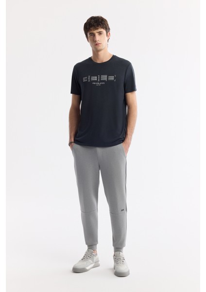 Erkek Gri Beli Lastikli Bağcıklı Yandan Cepli Flexi Baskı Detaylı Parçalı Soft Touch Jogger A51Y3402