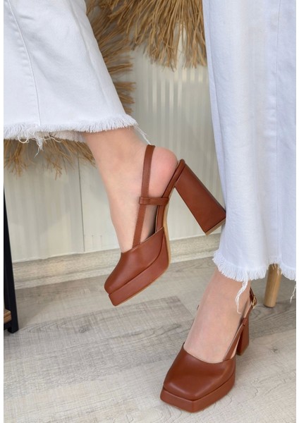 Ceylinmoda Mety Taba Cilt Topuklu Ayakkabı