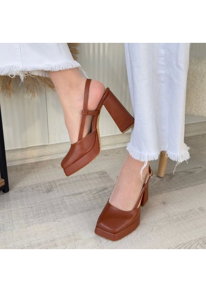Ceylinmoda Mety Taba Cilt Topuklu Ayakkabı