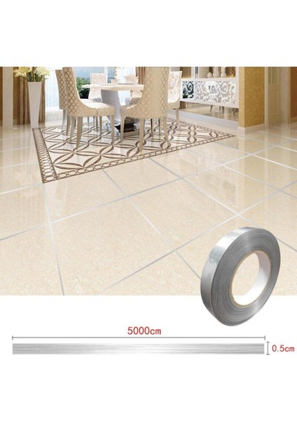 Büro Ev Dekoru İçin 1X500 cm Yapışkanlı Fayans Arası Silver Şerit Bandı