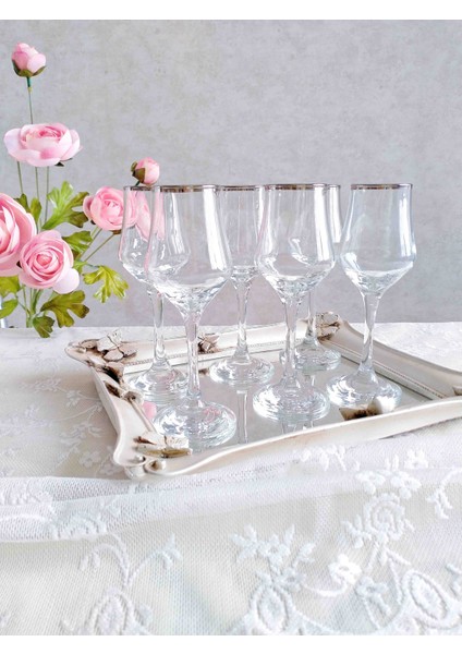 Kahve Yanı Cam Su Bardağı Kadeh Parlak Gümüş Yıldızlı