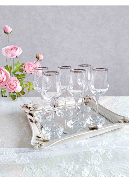 Kahve Yanı Cam Su Bardağı Kadeh Parlak Gümüş Yıldızlı fiyatları