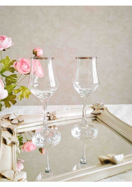 Kahve Yanı Cam Su Bardağı Kadeh Parlak Gümüş Yıldızlı modelleri