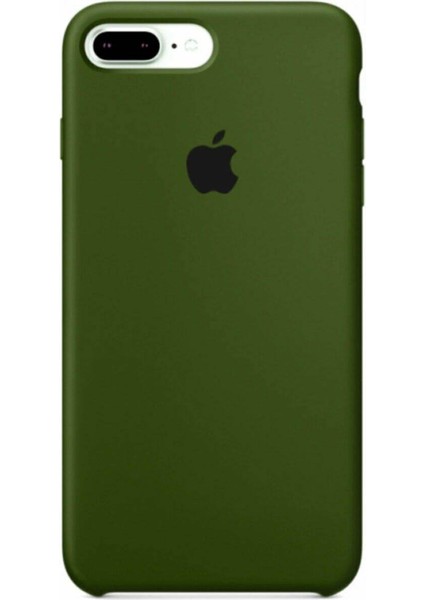 Apple iPhone 7 Plus Uyumlu Logolu Içi Kadife Altı Açık Lansman Çam Yeşili Silikon Kılıf