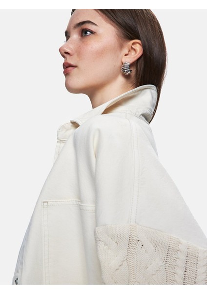 Kadın Mellıe Örgü Kol Oversıze Jean Gömlek fırsatları