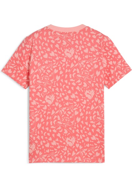 Pembe Kız Çocuk T-Shirt 68510624-FLAMING Love Aop Tee G Pea