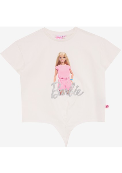 Baskılı Ekru Kız Çocuk T-Shirt BRB5SG-TST6429