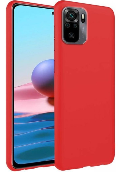 Xiaomi Redmi Note 10 İnce Mat Silikon Kılıf Kırmızı