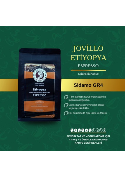 Etiyopya Espresso Çekirdek Kahve, %100 Arabica, Tek Kökenli, 250gr indirimleri