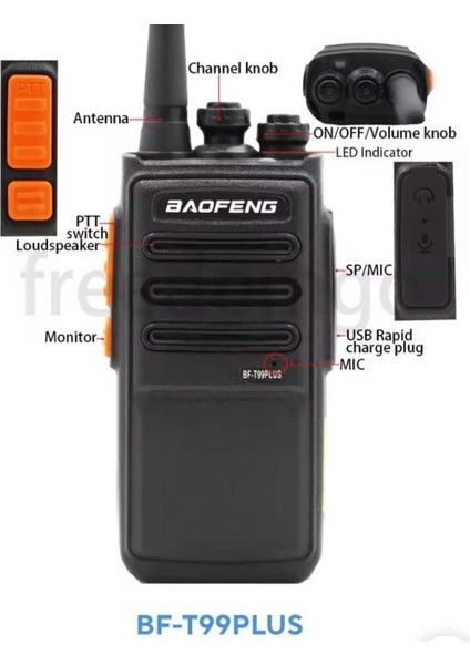 2 Li Set Baofeng T99 Plus. Inşaat Şantiye Gezi Ofroad Afet Deprem Telsizi