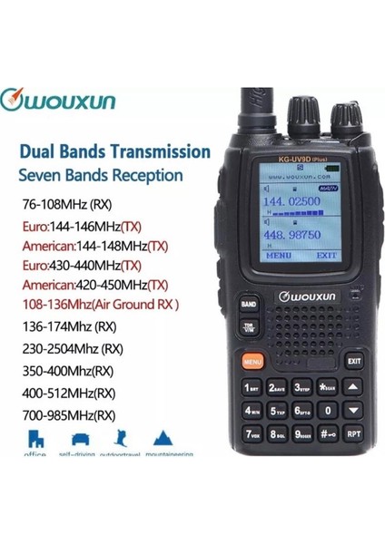 KG-UV9D Plus Walkie Talkie Uhf/vhf Çoklu Band 76-180/230-250/350-470/700-985 Mhz Fm