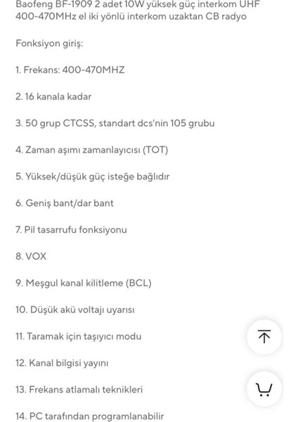 BF-1909 Plus Pmr Zor Koşul Ağır Şartların Telsizi